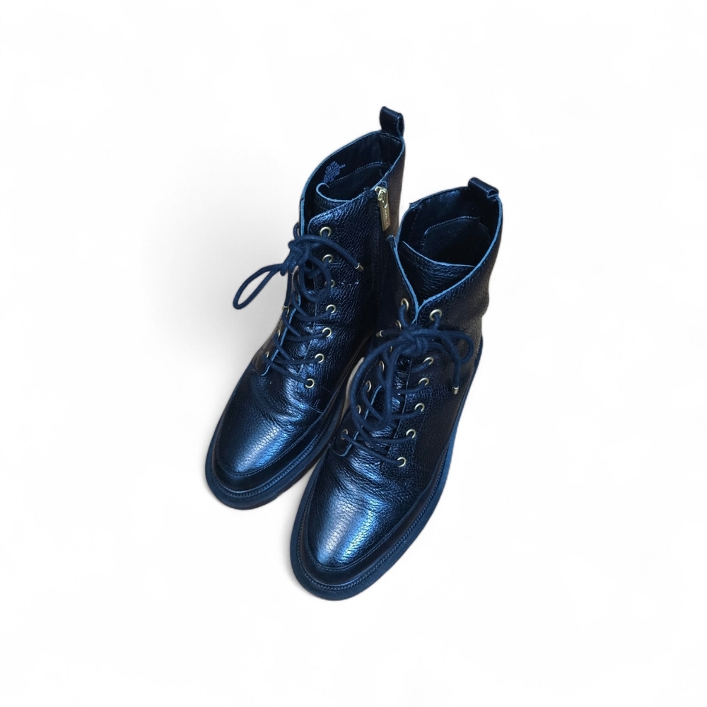 Vince Camuto Black Textured Boots with Gold Zipper